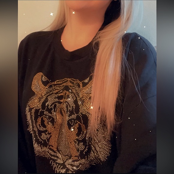 ☃️BOGO50%☃️🆕🖤EXPRESSED SOCIETY: BLACK Stone Tiger Crew Neck Sweatshirt SMALL - Picture 7 of 13